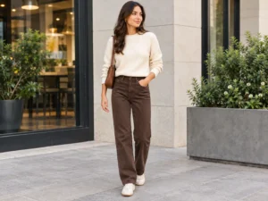 how to style brown jeans